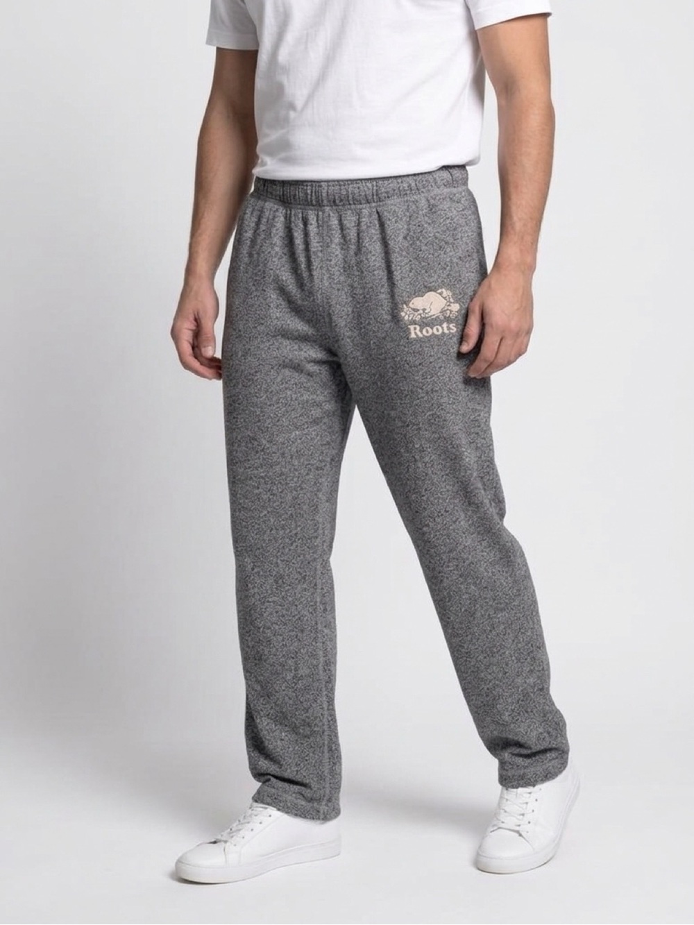 Roots Men's Heather Gray Joggers with Logo